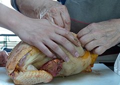 Poule farcie et croquande